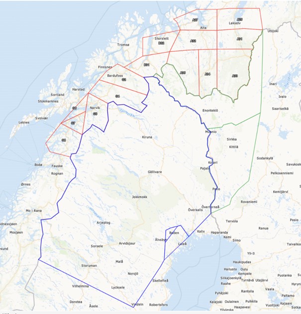 Karta över Norr- och Västerbotten