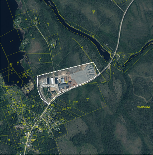 Planområde för detaljplan Teurajärvi - Juto Timber